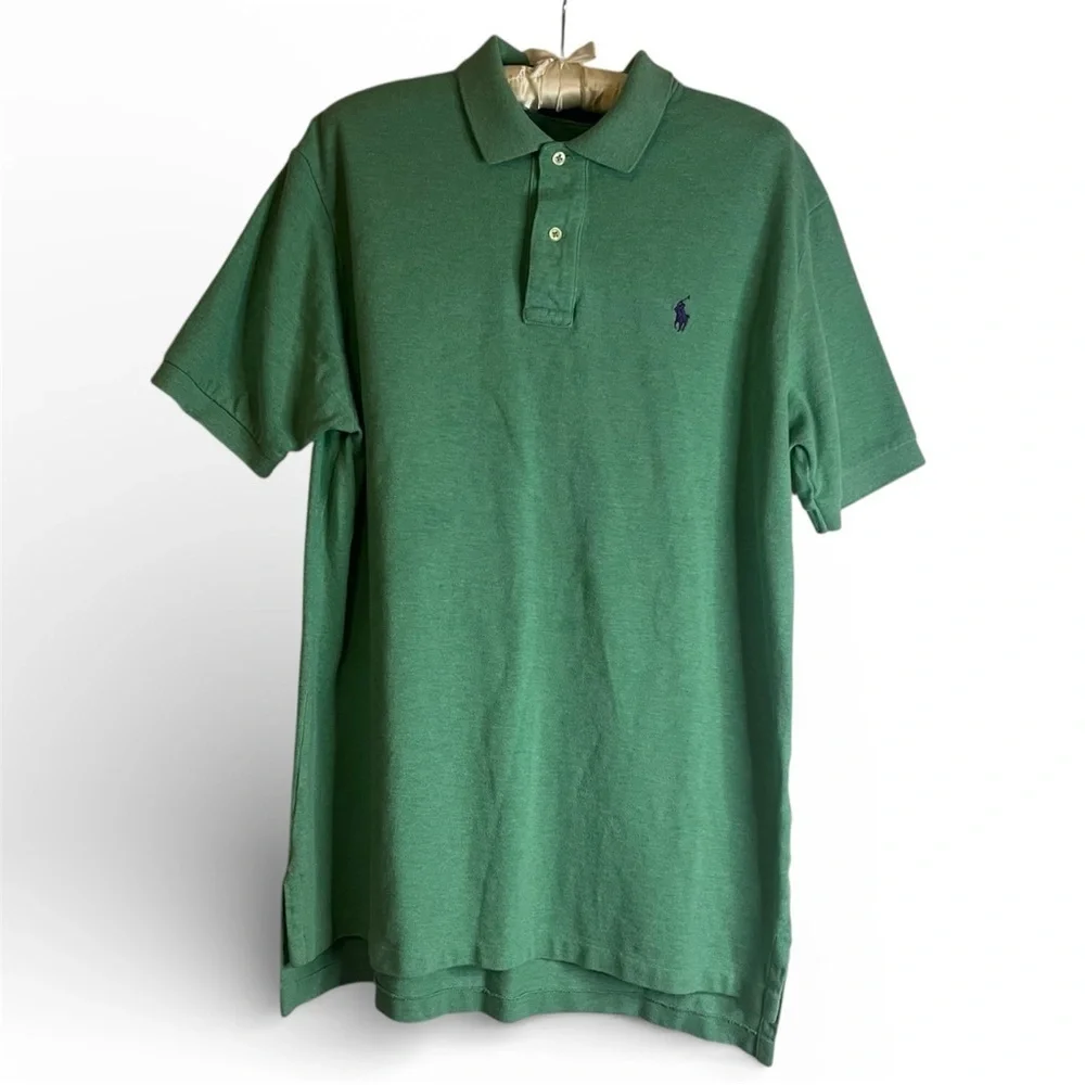 Polo Ralph Lauren Mens Classic Fit Polo Shirt Sz L Sea Green Navy Logo Cotton